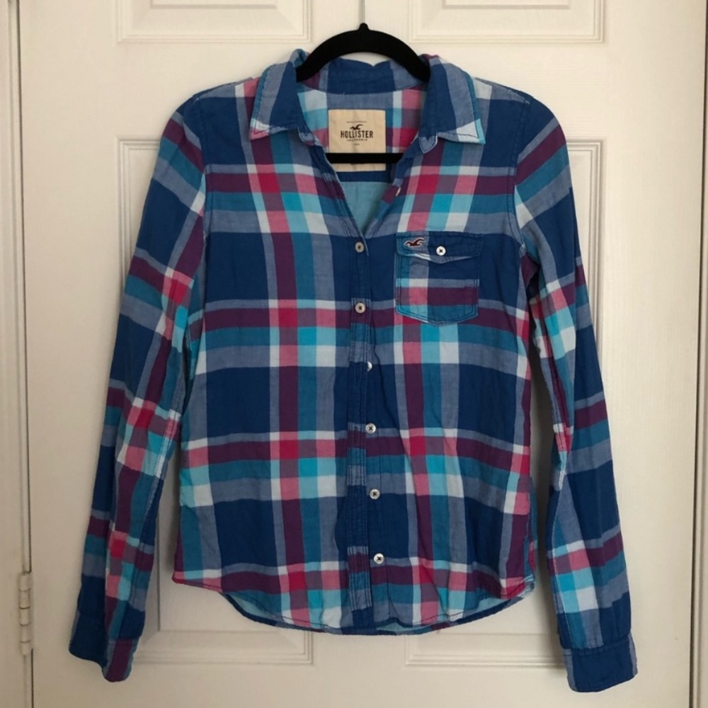Hollister Blue Plaid Shirt